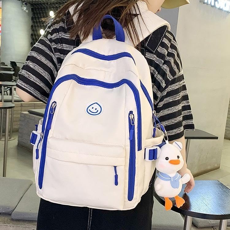 Teclado Kawaii Backpack with Cute Accessories Lightweight Bookbags Laptop Bag Waterproof Casual Travel Daypacks (Blue)