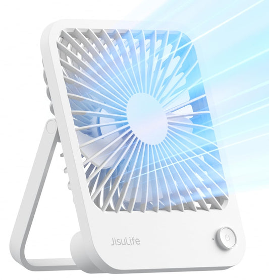 JISULIFE Desk Fan Battery Rechargeable, 180°Foldable Portable Personal Fan