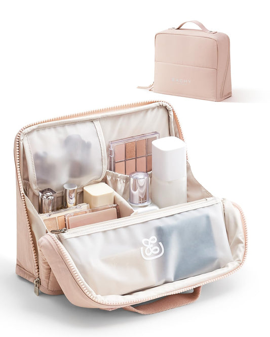 EACHY Standing Makeup Bag - Large Waterproof Cosmetic Bag & Toiletry Bag Organizer with Phone