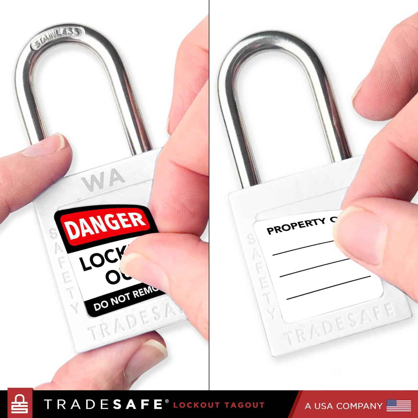TRADESAFE Lockout Tagout Locks Sets, 10 White Keyed Alike Unlimited Grouping Loto Locks, 2 Keys Per