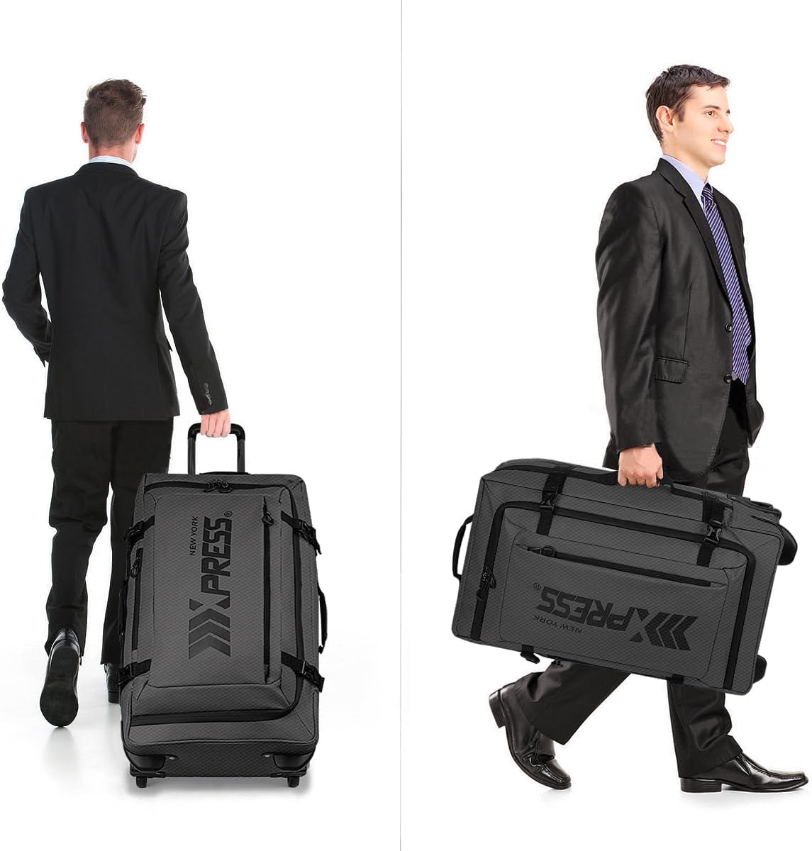 26'' Rolling Duffle Bag with Wheels,Rolling Duffle Bag w/Handle,Carry on Luggage Travel Duffle Bags for Man Women（26,Black）