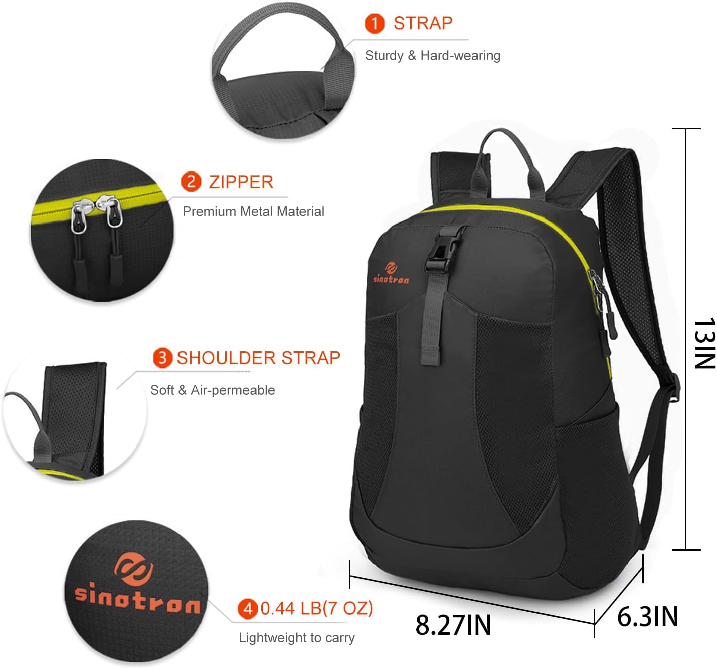 sinotron 22L Lightweight Packable Hiking Backpack, Small Hiking Backpack Day Pack for Women Men