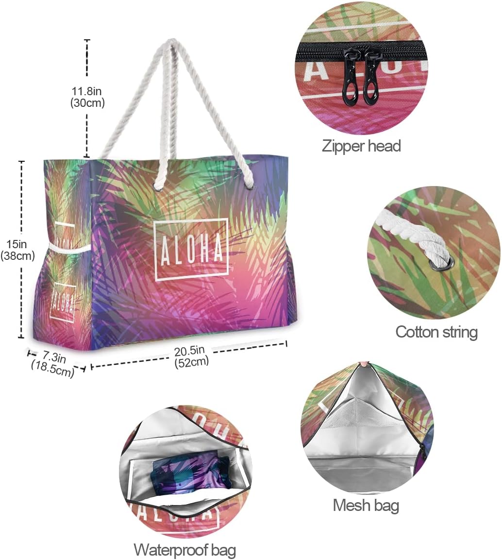 senya Large Beach Shoulder Bags Canvas Tote Water Resistant for Gym Travel Daily