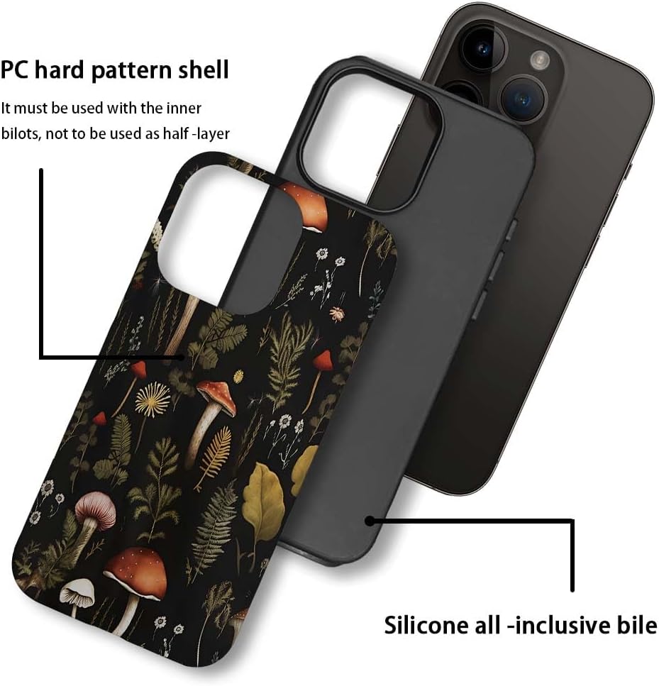 SEized Case Compatible with for iPhone 14 Pro,Vintage Mushroom Snail Daisy Leaf Phone Case for Girl Women Boy Men,Durable Protection Case for iPhone 14 Pro