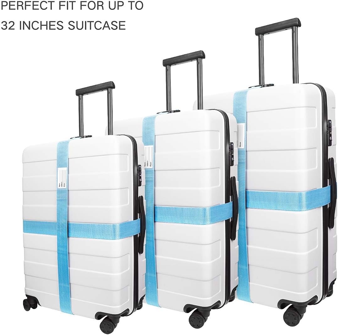 Luxebell Luggage Straps Suitcases Belt TSA Approved Travel Essentials Accessories Gift for Carry on Bag 6.56 ft 4 Pack
