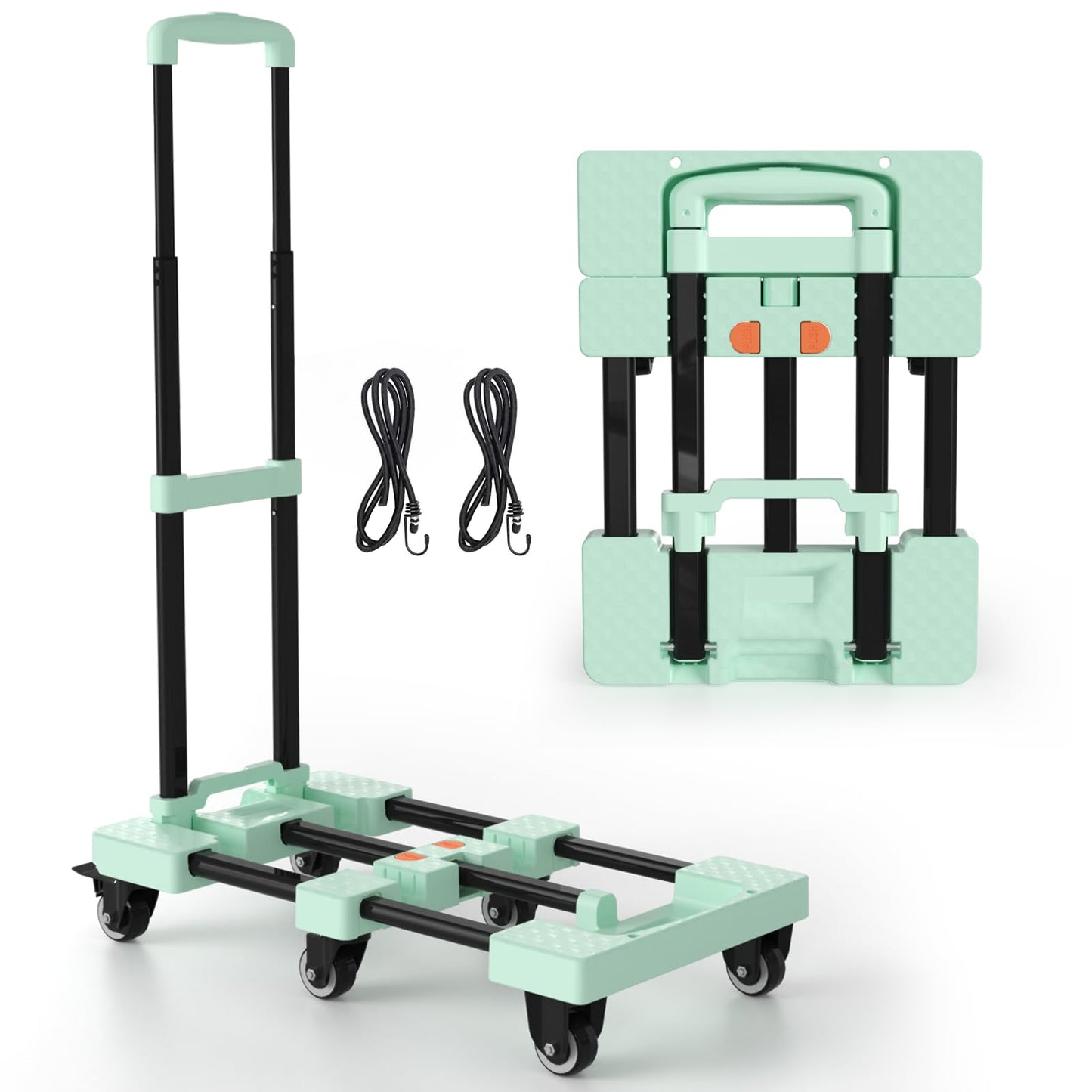 Voipvvii Folding Hand Truck 500lbs, Portable Heavy Duty Dolly Cart, 6 Wheels Collapsible Luggage