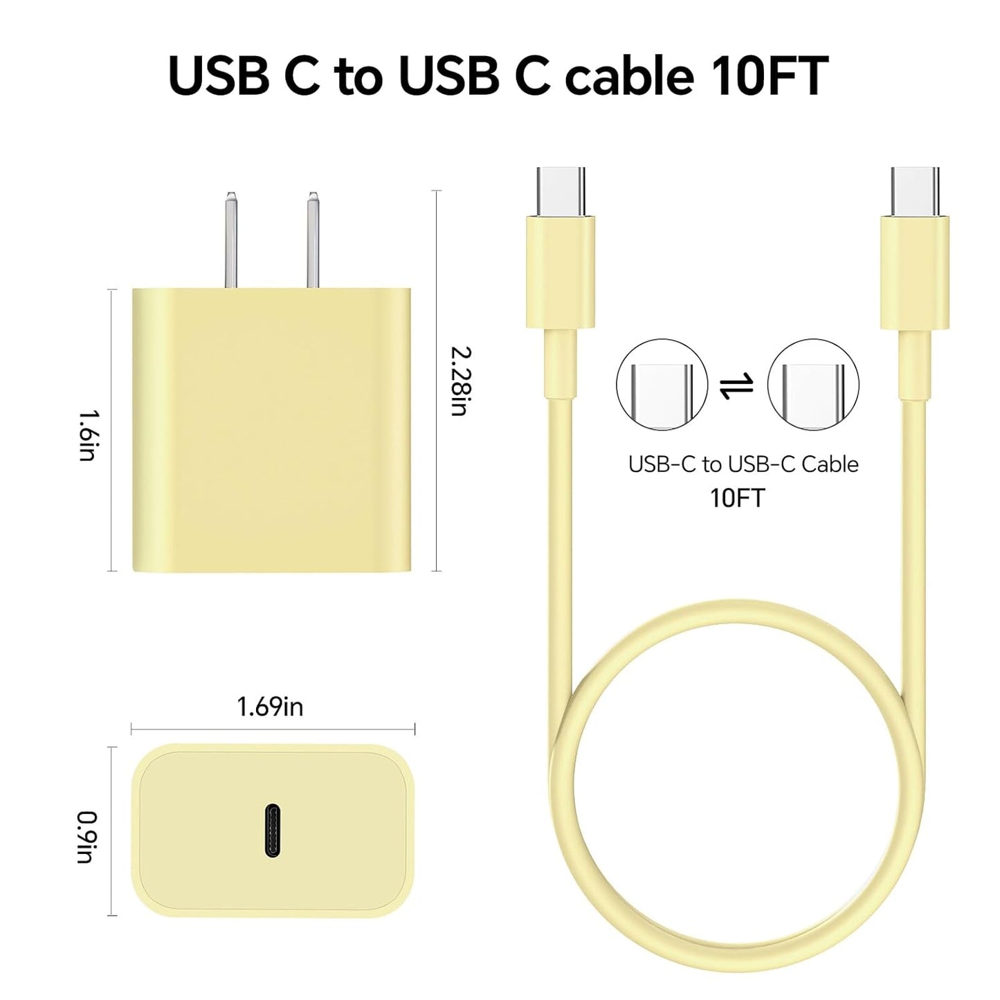 Compatible with iPhone 17/16/15 Charger Fast Charging, 3 Pack 20W USB C Colorful Charger Block with 10 FT USB-C to C Cable for Phone 17 16 15 Pro/Plus/Pro Max,Pad Pro 12.9/11 inch,Pad Air