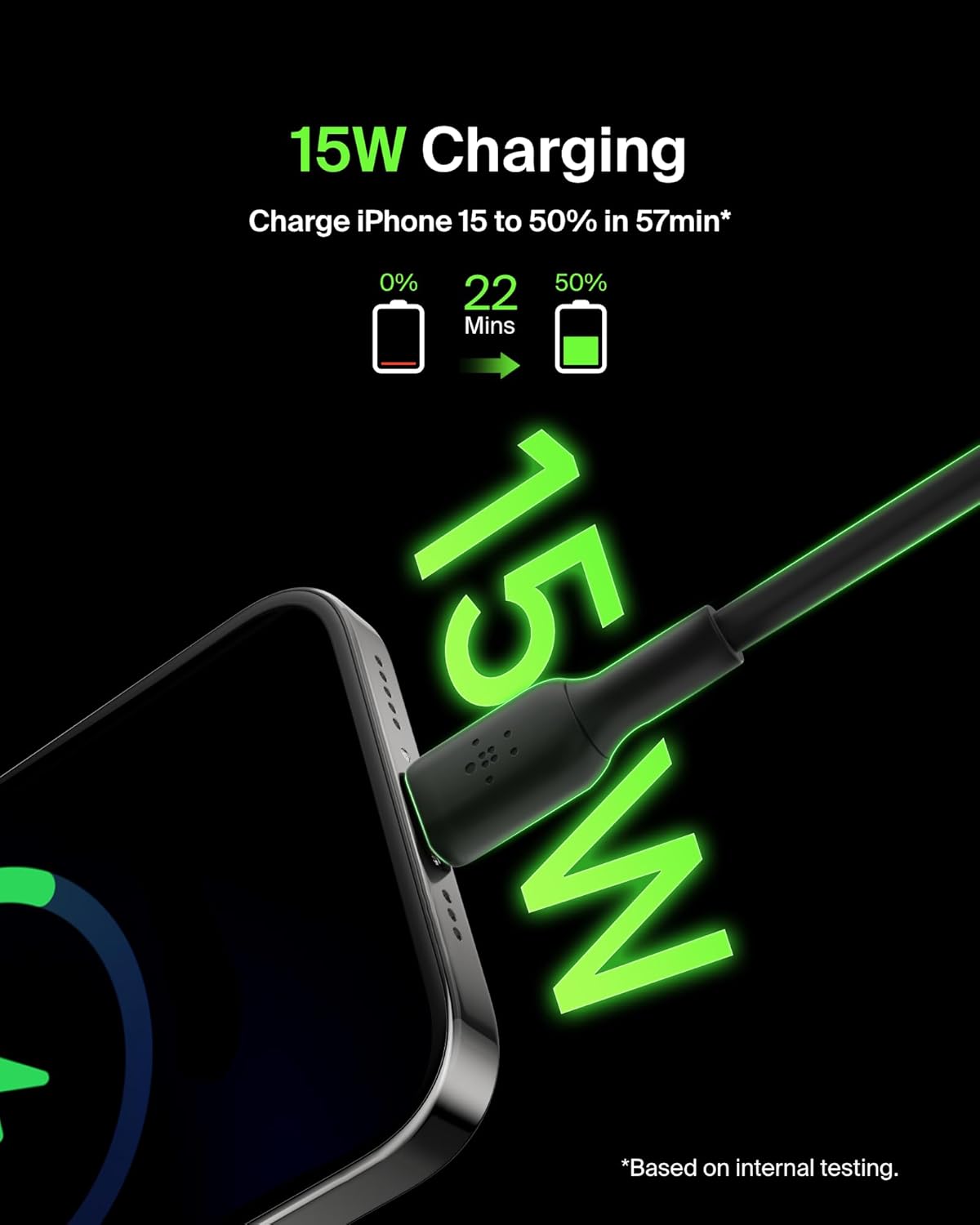 Belkin USB A to USB C Cable, 9.9ft, 15W - Type C Charger, iPhone Charger Cord, Soft, Braided, Flexible for iPhone 16 & 15, Galaxy S25, Pixel 9, iPad Pro, Airpods Pro, Switch & More - Black