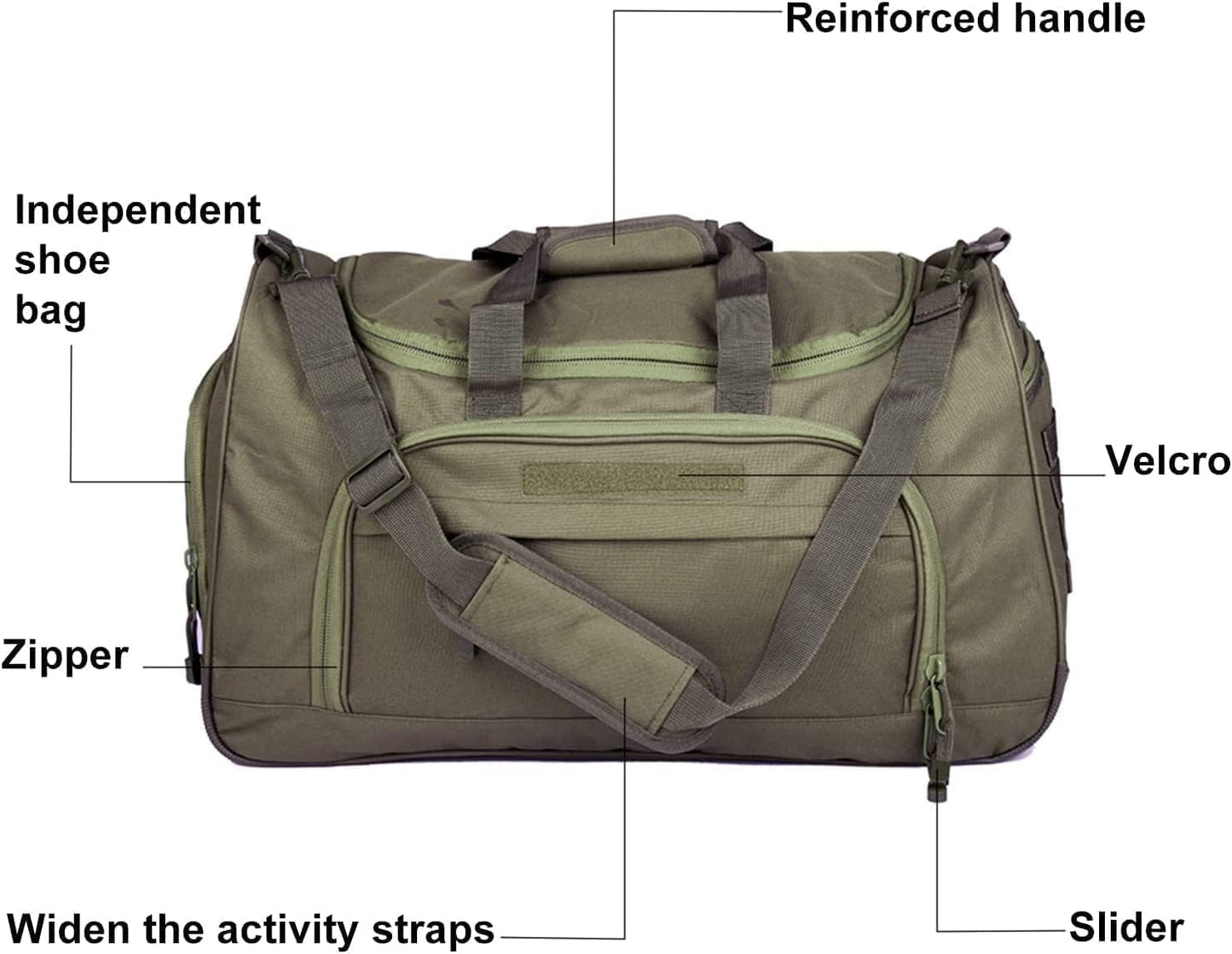 HYKING Gym Bag for Women & Men Tactical Duffle Military Weekender Work Out Lightweight Waterproof Sports Tote Shoe Pocket Green