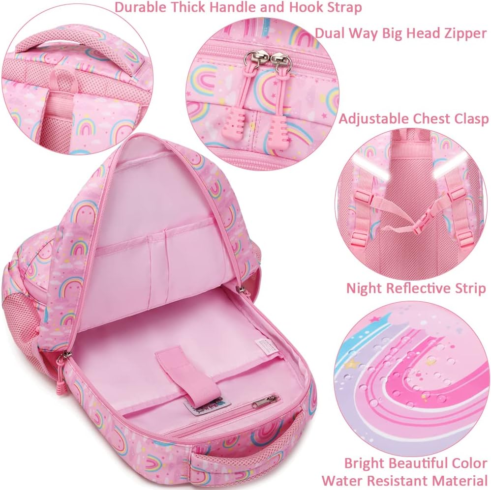 Meisohua Girls Backpack with Lunch Box 3 in 1 Set Kids Backpack for Girls Preschool Kindergarten Elementary School Backpack