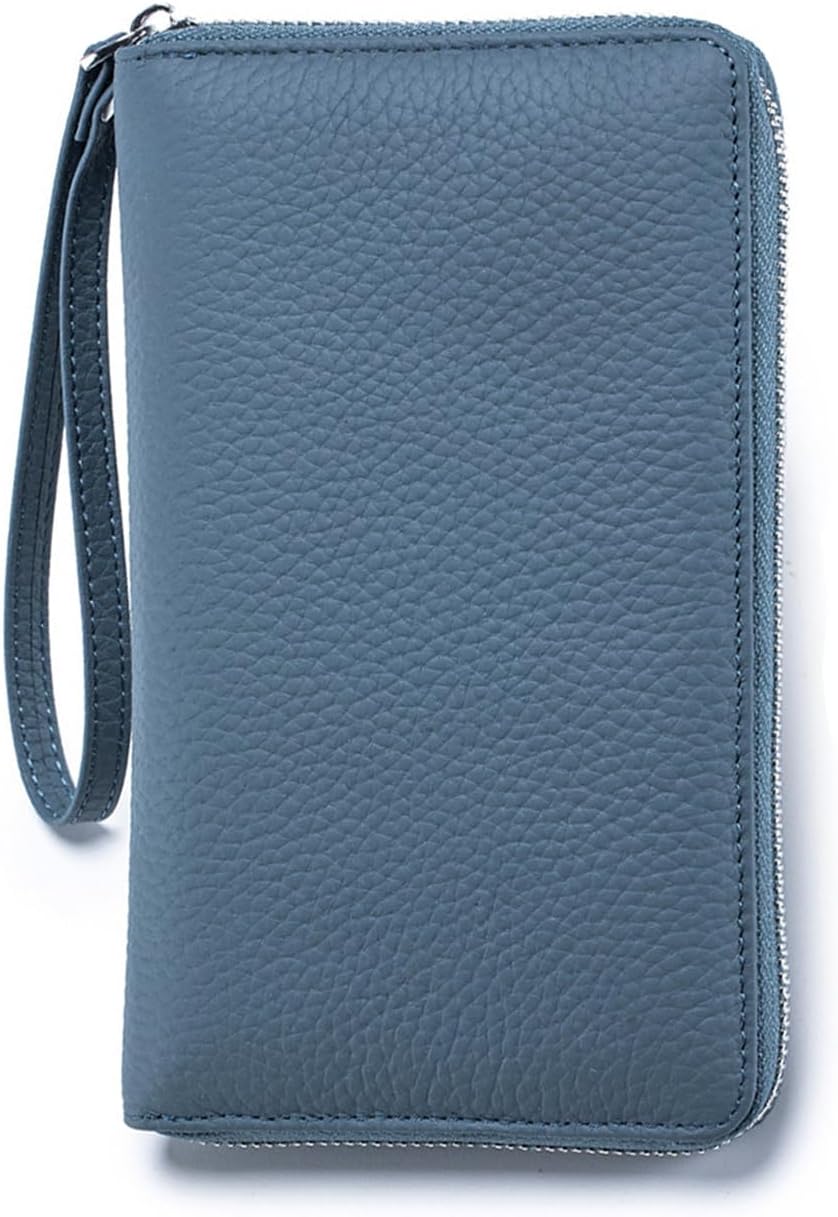 RFID Large Passport Holder for Man & Women, Leather Travel Wallet with Card Holders, Zippered Coins Pocket and CashSlot, for Secure Traveling and Documentation Organizer (Eephant Grey)