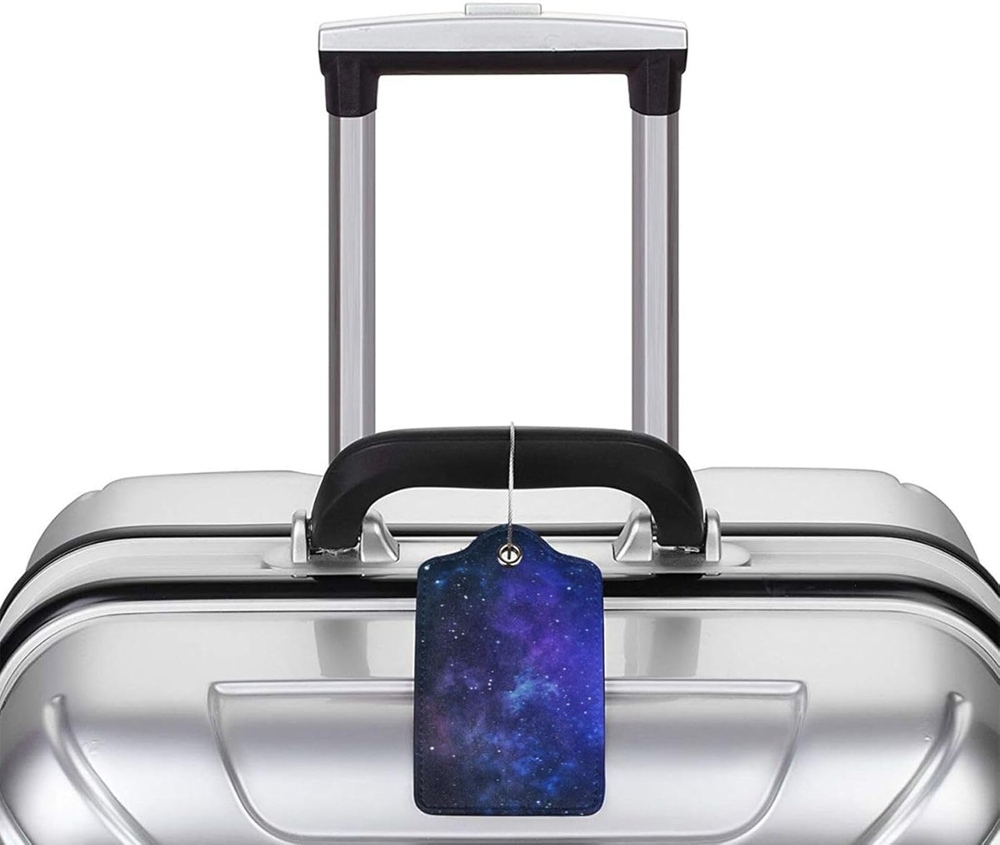 2 Pcs Galaxy Star Space Pu Leather Luggage Tag for Suitcases, Cruise Ship Essential Travel Gift for Men Women Couples, Galaxy Themed Party Decorations, Funny Christmas Birthday