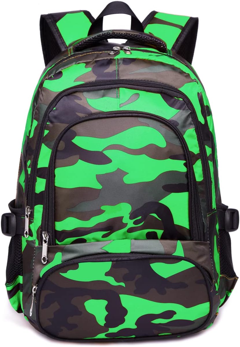 BLUEFAIRY Kids Backpacks for Boys Girls Elementary Primary Middle School Bookbags Back to School Bags for Childs Age 6-8 Mochilas Escolares para Niños Niñas 17 Inch Black/Green
