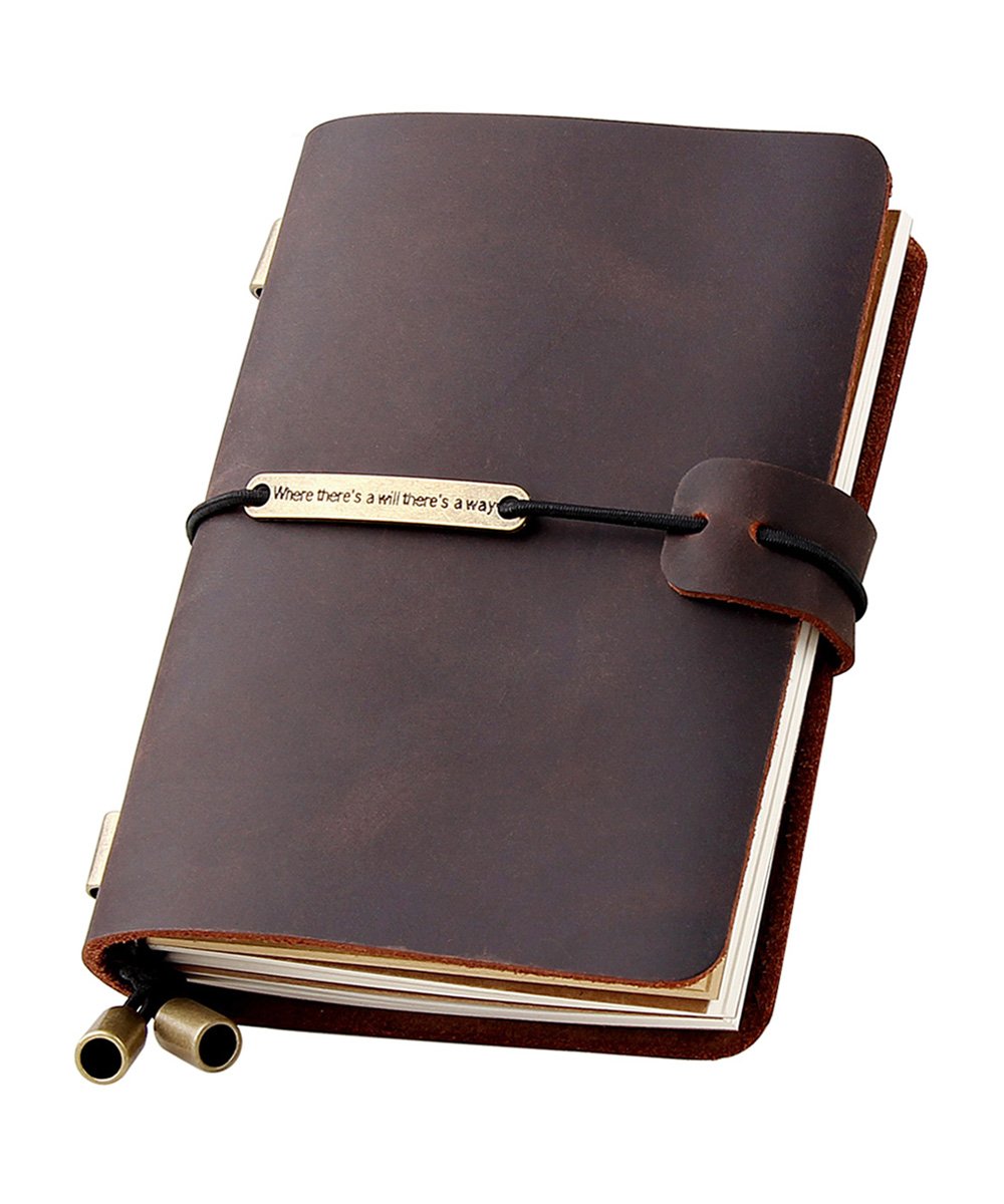 Robrasim Refillable Handmade Travelers Notebook, Leather Travel Journal Notebook for Men & Women