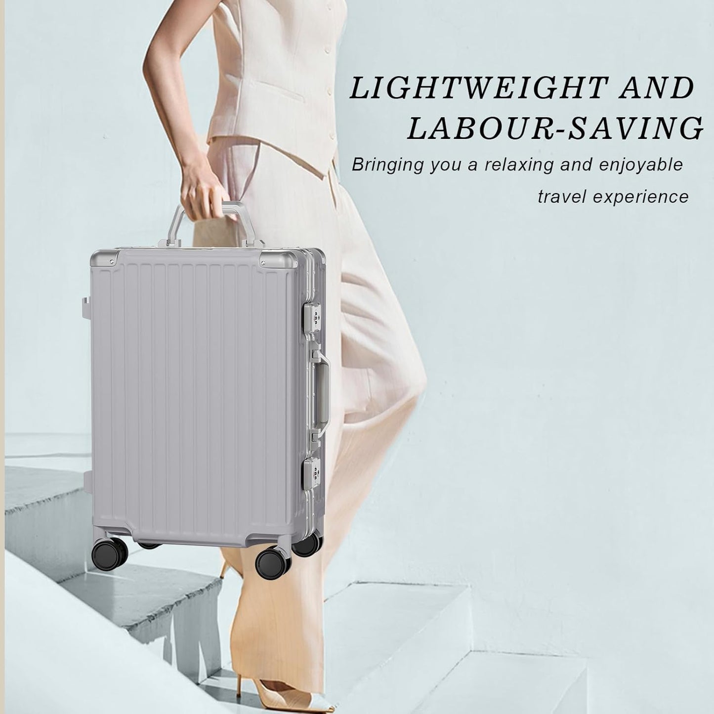 AnyZip Luggage PC+ABS Aluminum Frame Zipperless Checked Luggage Hard Shell Suitcase with TSA Lock