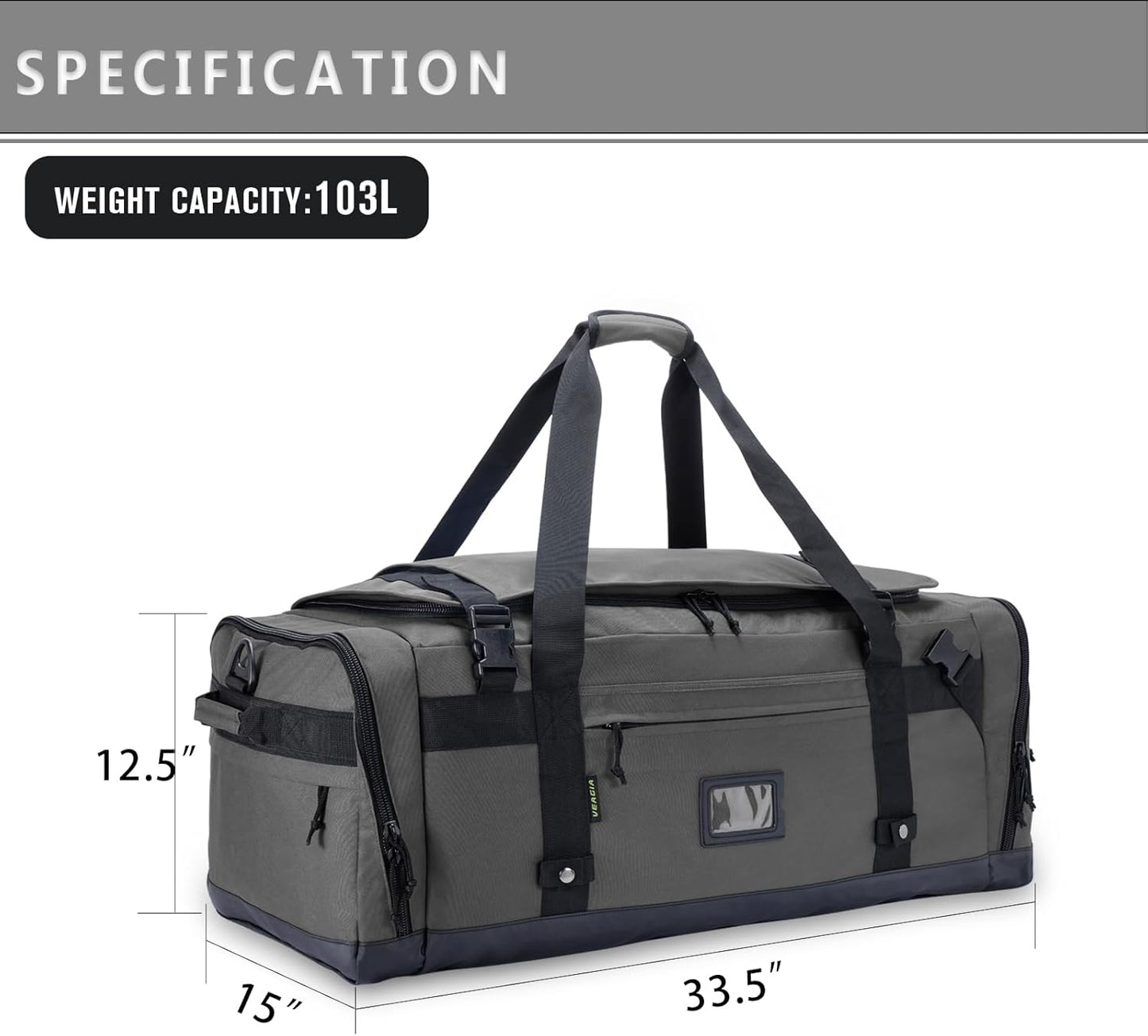 Large Duffle Bag for Travel - Men & Women, Foldable Gym Duffle Backpack, Heavy Duty Tactical