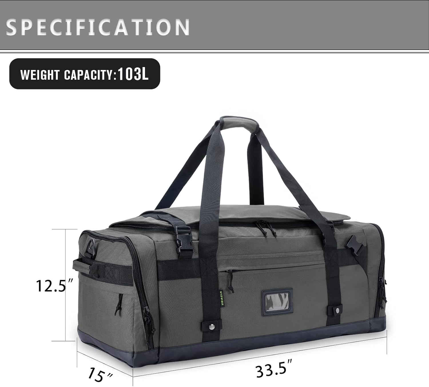 Large Duffle Bag for Travel - Men & Women, Foldable Gym Duffle Backpack, Heavy Duty Tactical