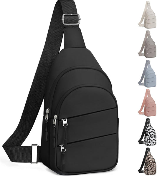 Tuwubi Crossbody Bags for Women, Sling Bag for Men, Small Hiking Backpack Anti Theft Lightweight for Outdoors Travel (M, Black)