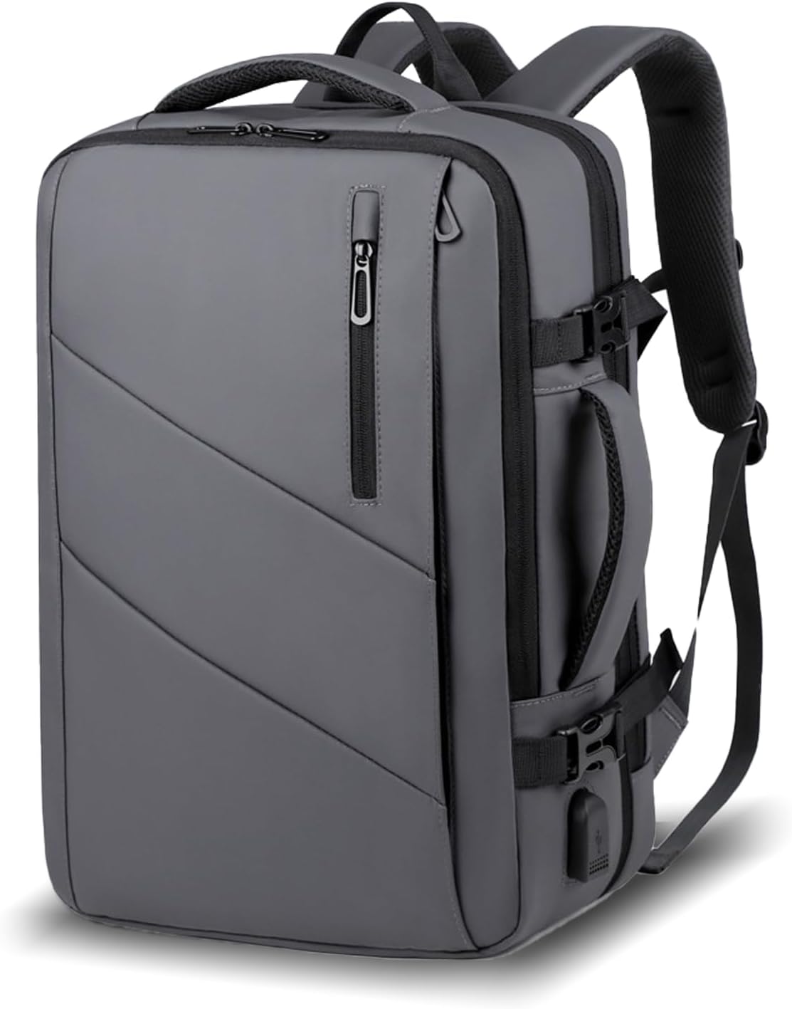 Travel Laptop Backpack 36-55L Expandable 15.6inch Laptop Backpack Usb Charging Port Lightweight (Grey)