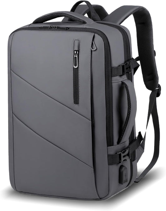 Travel Laptop Backpack 36-55L Expandable 15.6inch Laptop Backpack Usb Charging Port Lightweight (Grey)