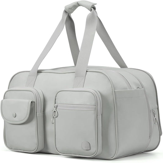 Aji Travel Duffel Bag, Expandable Duffle Bag for Travel with Wet Pocket, Carry on Weekender Bags for Men Women, Large Capacity & Water Resistant Gym Duffel Bag Sport Bag (Gray, Plus)
