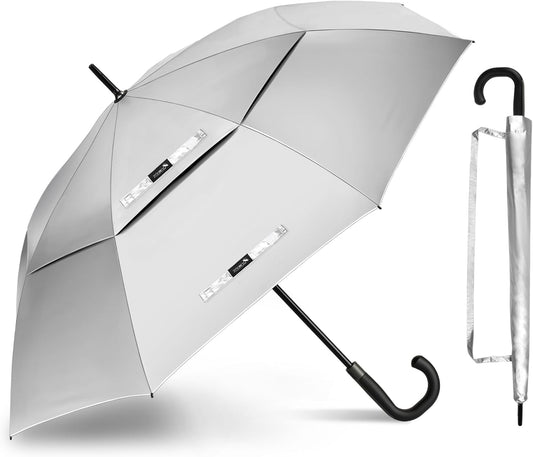 ZOMAKE 62/68" Windproof Golf Umbrella UV Protection, Automatic Oversize Golf Umbrellas Double Canopy Vented Sun Blocking Push Cart for Rain Sun