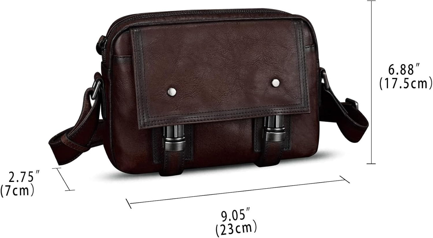 Genuine Leather Shoulder Bag Crossbody Bag for Men Vintage Real Leather Satchel for Men Messenger Bag for Work Travel
