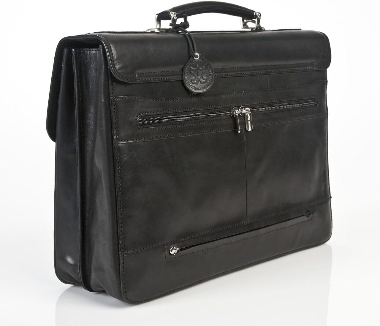 Tony Perotti Mens Italian Cow Leather Bella Russo Double Compartment Leather Laptop Briefcase