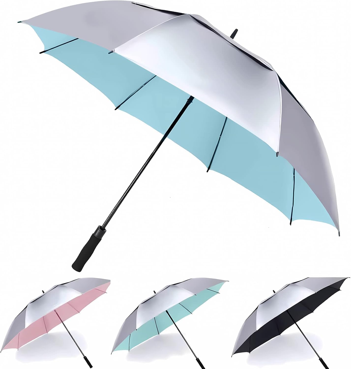 MRTLLOA Extra Large Golf Umbrella, 54/62/68/72 Inch Automatic Open, Oversize Double Canopy Vented Windproof Waterproof Sports Umbrellas for Rain