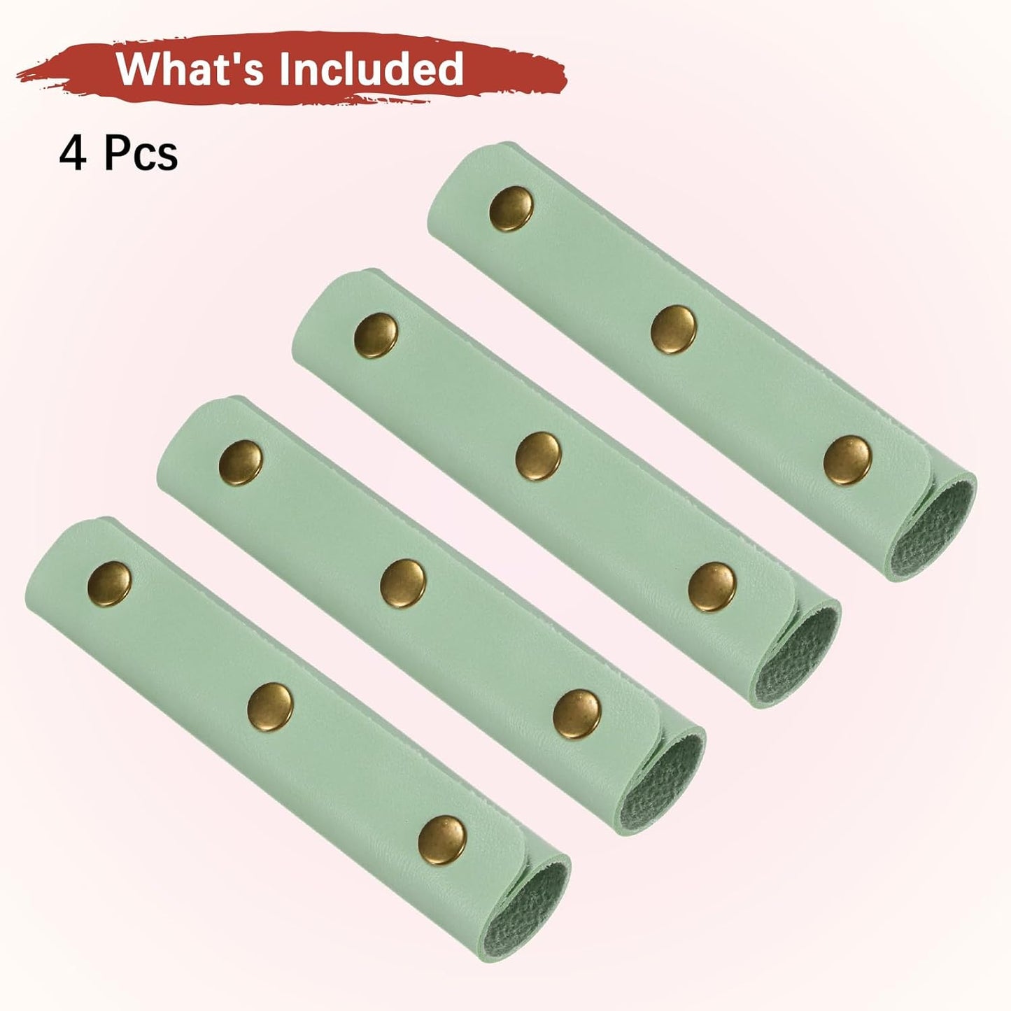 Leather Handle Wrap [4PCS] - Handbag Handle Wrap Cover with 3 Metal Clasps Use for Suitcases & Bags & Shopping Totes & Wallets - [Lake Green-5IN/13CM] Soft Purse Strap Pad