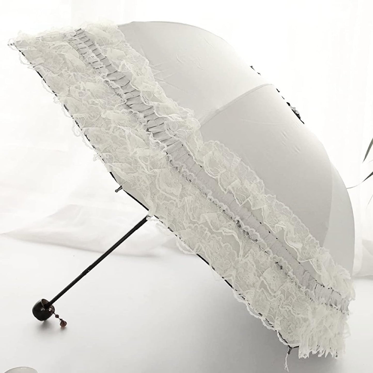 Vintage Lace Parasol Gothic Lolita Umbrella UV Sun Protection Witch Cosplay Photoshoot Props Party Decoration