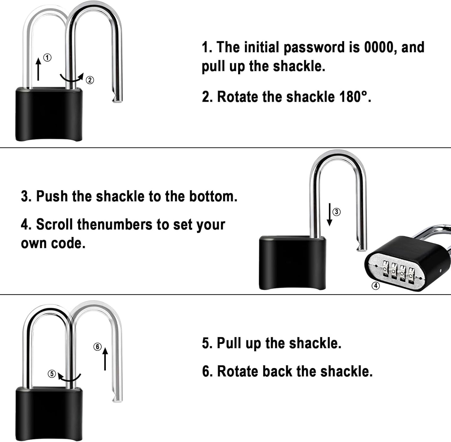1pcs Combination Lock, 4-Digit Heavy Duty Combo Lock, Combination Padlock Outdoor Waterproof Gate Locks for Outdoor Fence, Locker, Sheds, Gym, Gate Hasps (1pcs, Long Shackle)