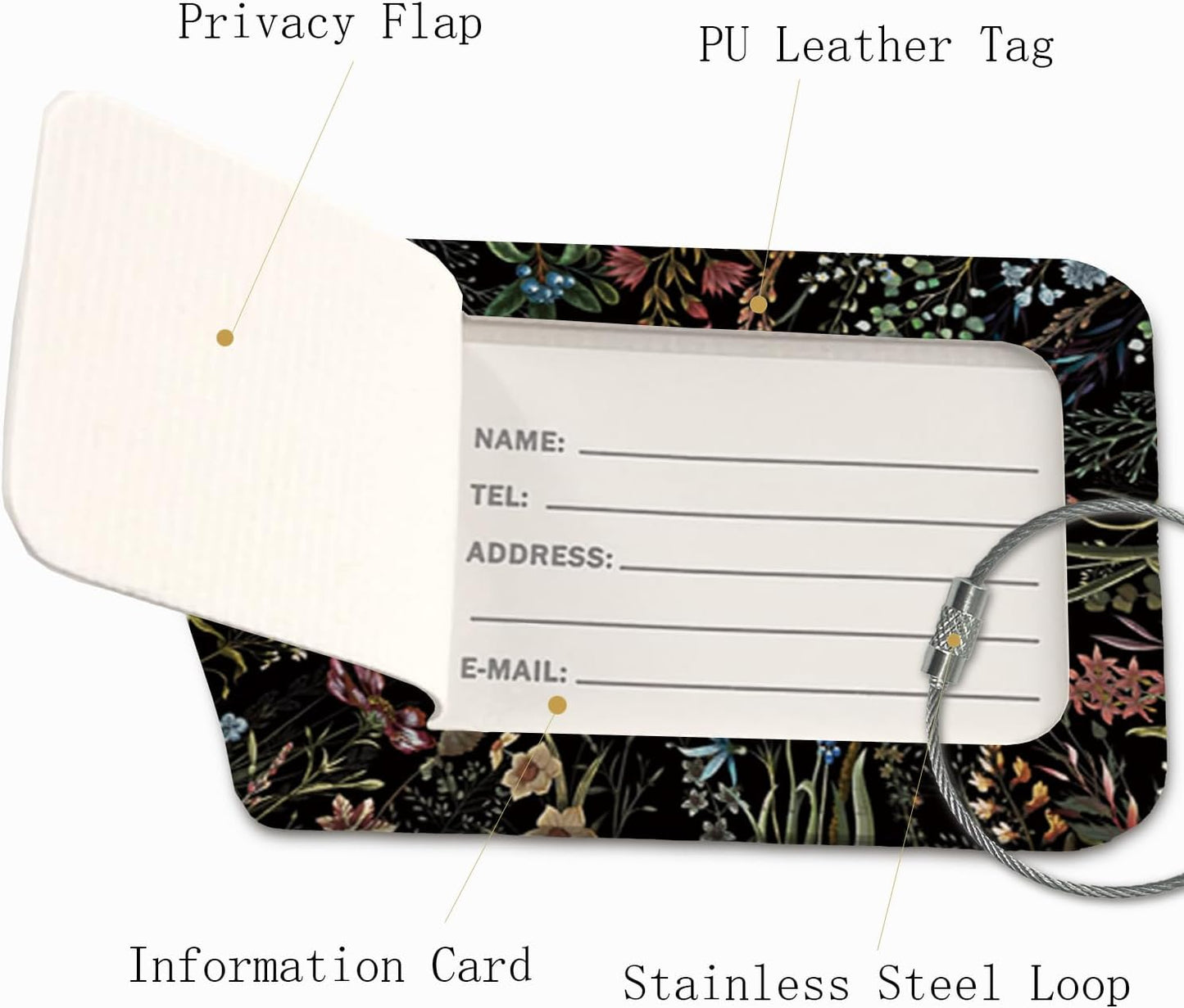 Boho Luggage Tags for Suitcases,Moon 2 Pack Travel Suitcase Tags,Traveling Accessories,Baggage Tag Label with Steel Loop,Boho Lover Gifts