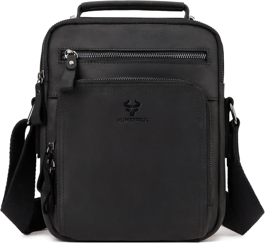 Crossbody Bag Shoulder Bag for Men, Genuine Leather Man Bag Vintage Messenger Bag for Travel Work Business