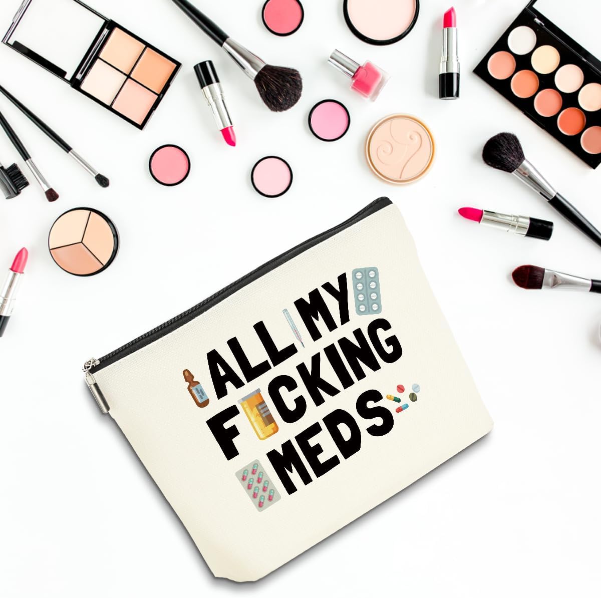 2 PCs Medicine Bag Funny Makeup Bag Meds Bag Cosmetic Bag, Doctor Gifts Pill Bag, Doctor Gift Medical Gifts for Women Girls Pharmacist Nurse Coworkers Christmas birthday Gifts Zipper Pouch