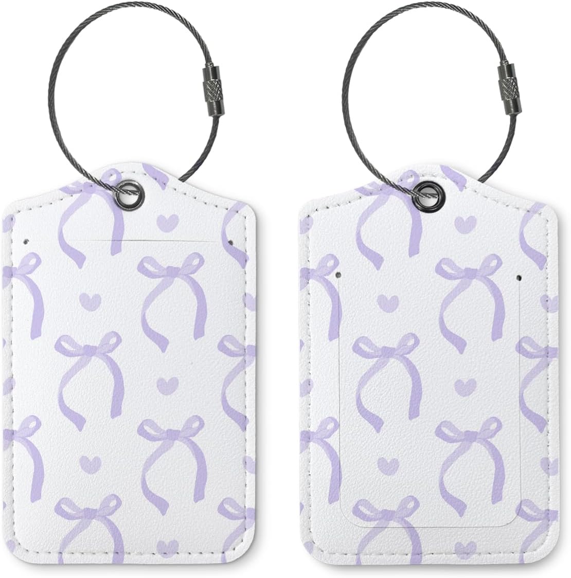 Coquette Purple Bow Luggage Tags for Suitcases, Cute Luggage Tags for Women, Preppy Gifts, Cute Trendy 2 Pack Luggage Tag for Travel, Teen Girls Gifts Suitcase Tags