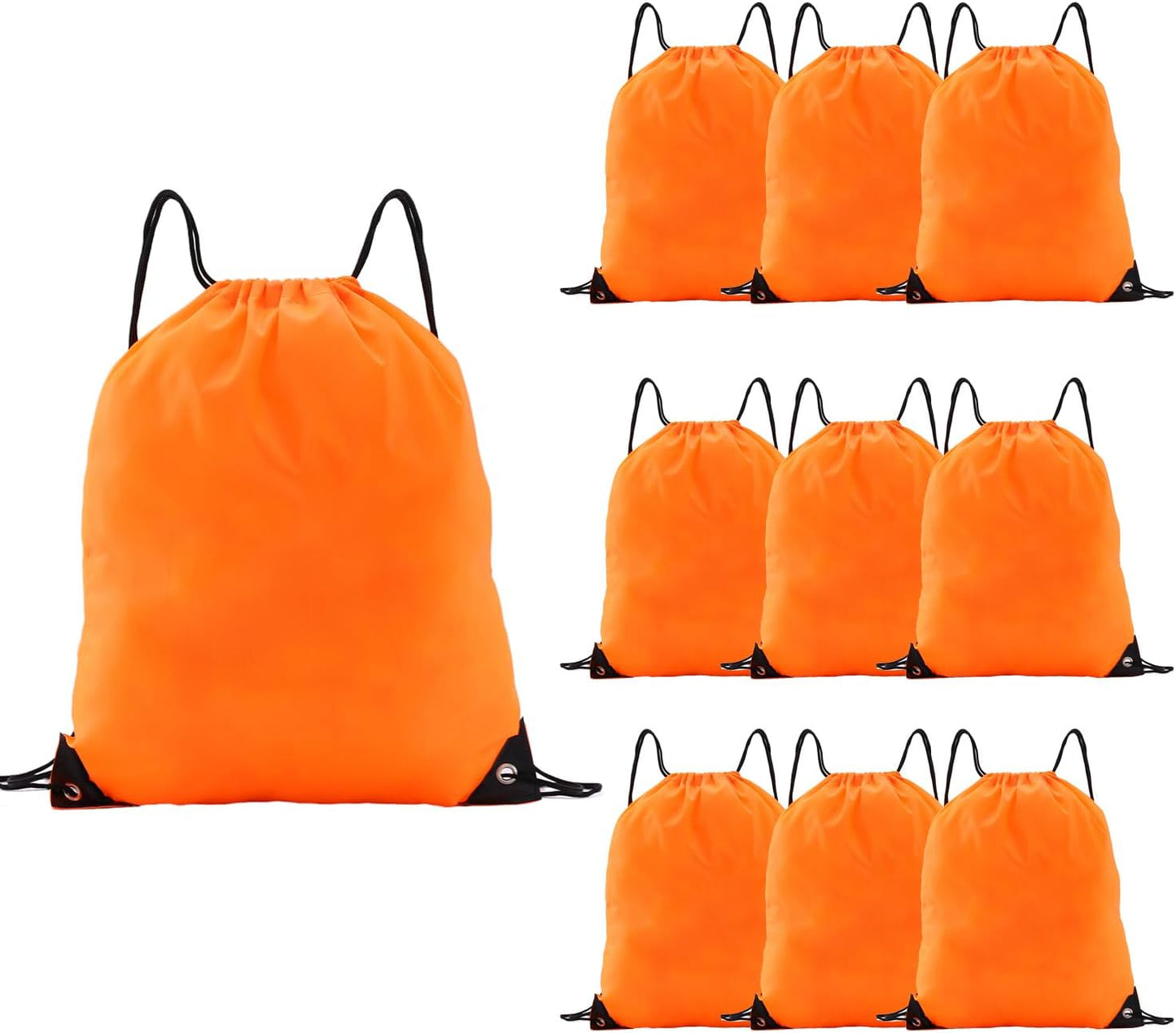 drawstring backpack, Drawstring Bags Bulk,10 Pcs Draw String Bags, Cinch Bag,essential for gym travel, unisex, loose and portable﻿(10, Orange)