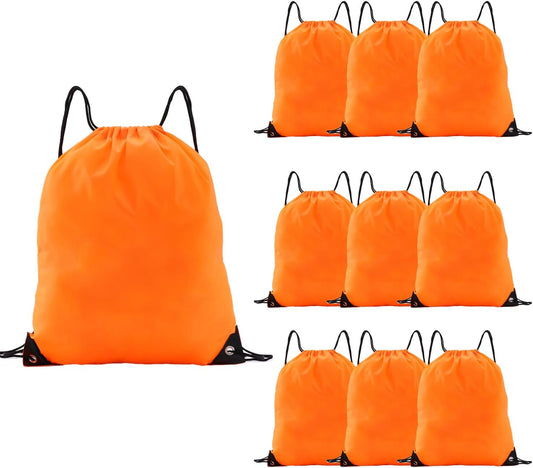 drawstring backpack, Drawstring Bags Bulk,10 Pcs Draw String Bags, Cinch Bag,essential for gym travel, unisex, loose and portable﻿(10, Orange)