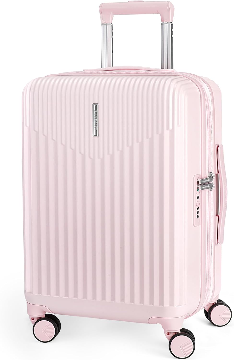 BAGSMART Carry On Luggage 22x14x9 Airline Approved with Spinner Wheels,100% PC Hardside Expandable Luggage with TSA Lock for Trips, 20 Inch Rolling Suitcases for Men Women,Pink