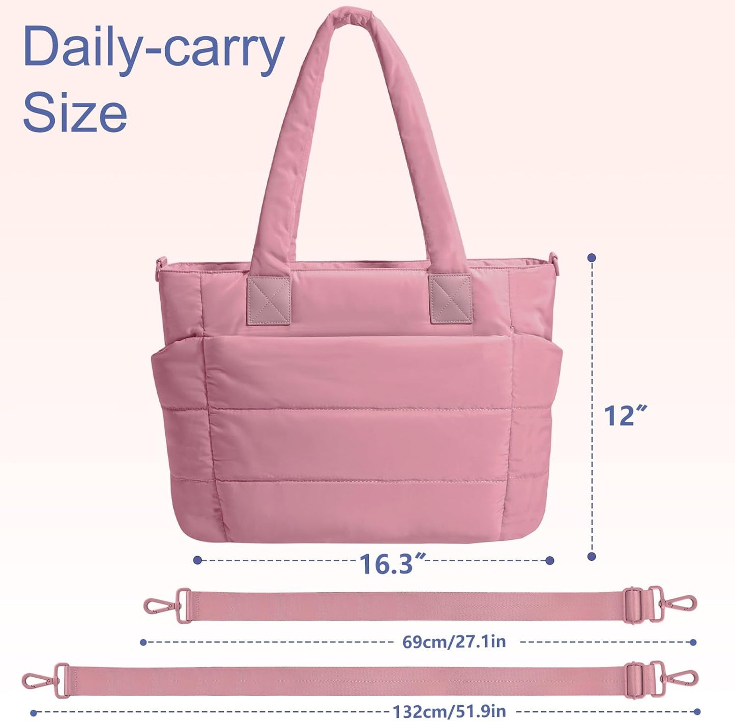 Tote Bag for Women Puffer Tote Bag Large Nurse Bags Shoulder Handbag with Zipper for Work Travel