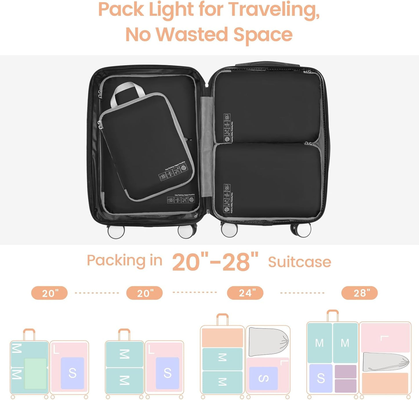 Cambond Compression Packing Cubes for Travel Women - Travel Bags Luggage Organizers Travel Essentials Compression Cubes for Travel Carry on Suitcases Organizer