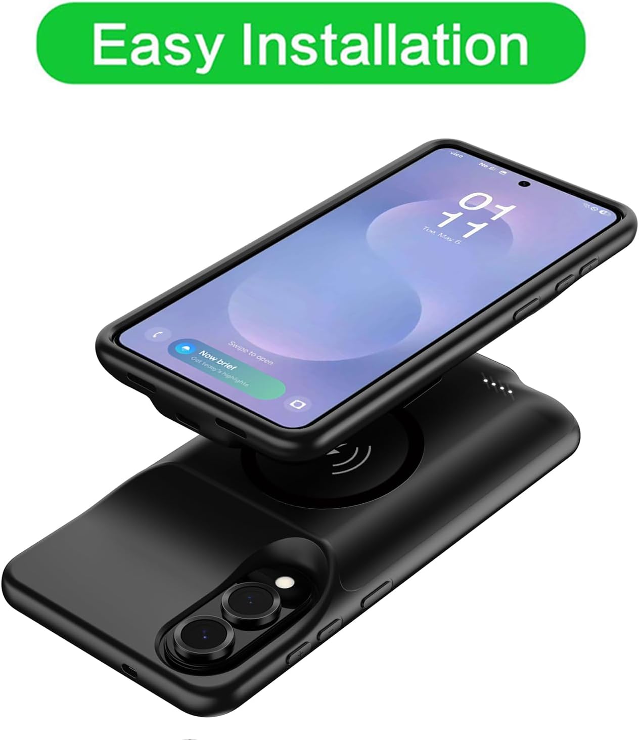 Wireless Charging Case for Galaxy S25 Edge, Upgraded 10000mAh Rechargeable Portable Charging Case Compatible with Galaxy S25 Edge (6.7 inch) with Carplay Extended Battery Pack Charger Case (Black)