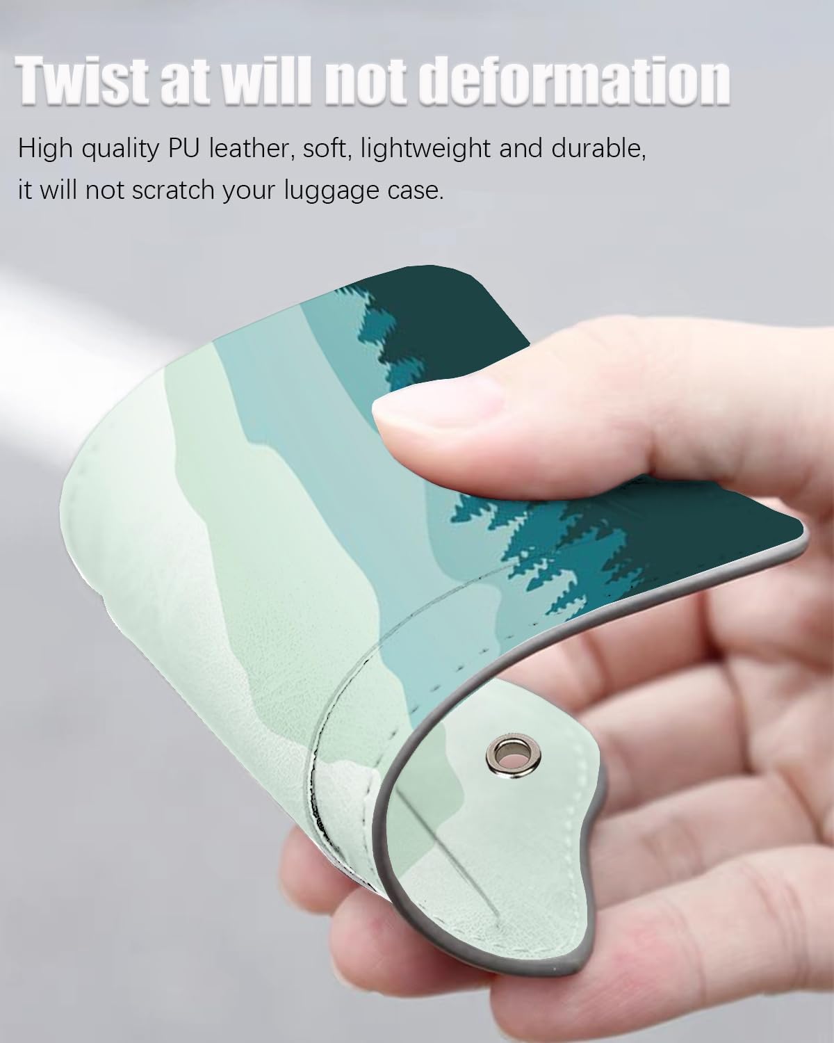 2 Pack Luggage Tags for Suitcase, Leather Suitcase Tags Cruise Ship with Privacy Cover and Double Metal Loop for Women Men Girls Boys Travel Baggage Bag Backpack Tags,Green Mountain