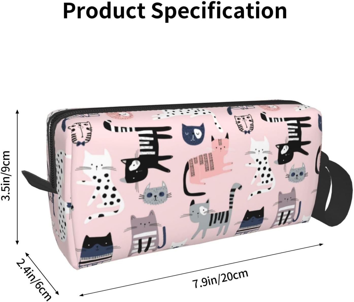 Cute Cats Makeup Bag Small Organizer Small Pink Travel Cosmetic Bags Compact Durable Oxford Fabric Multi-Purpose Storage Perfect for Travel, Gym, Daily Use