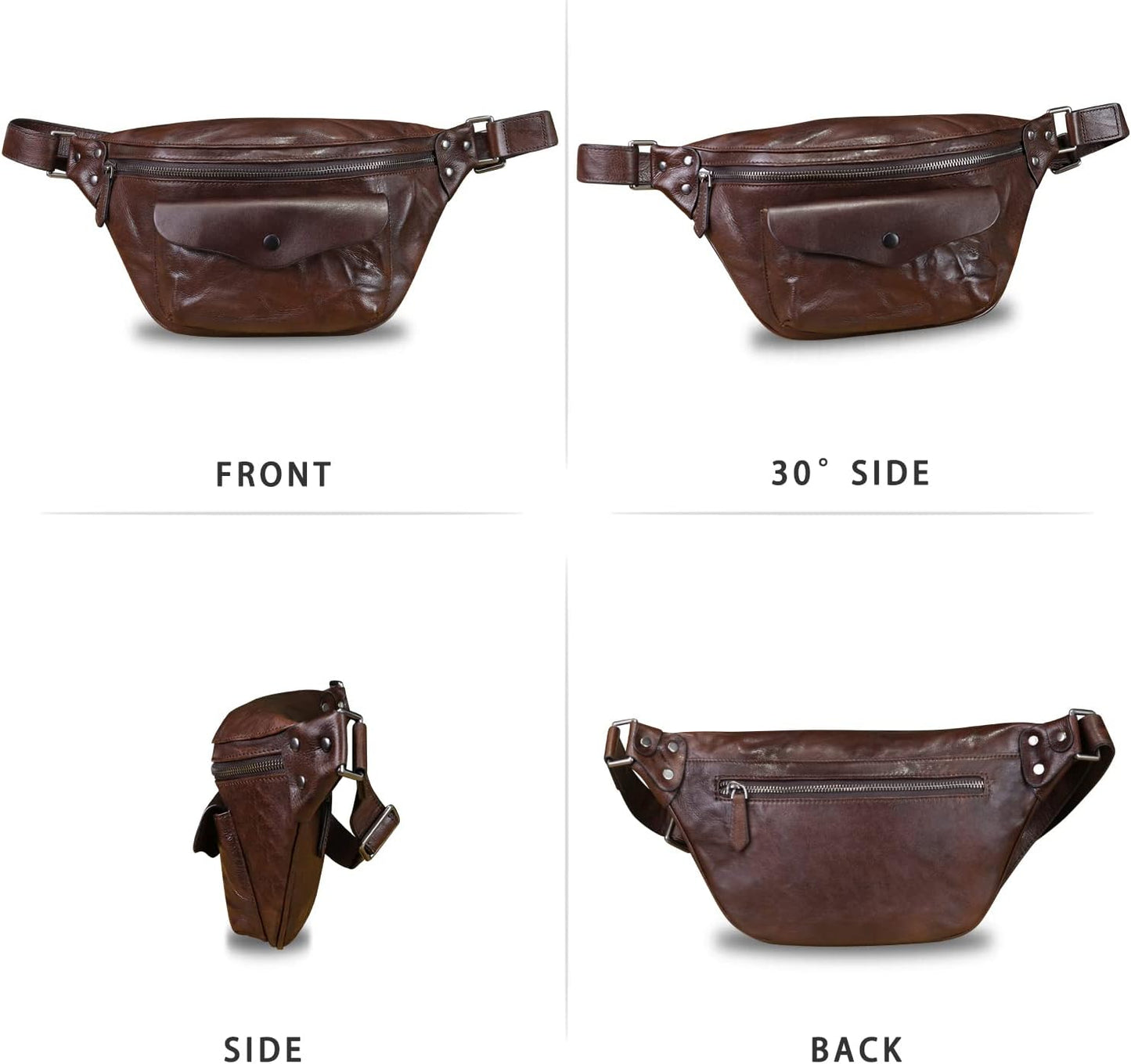 Genuine Leather Fanny Pack for Women and Men Vintage Real Leather Sling Bag Crossbody Bag Fashion Waist Bag Chest Purse