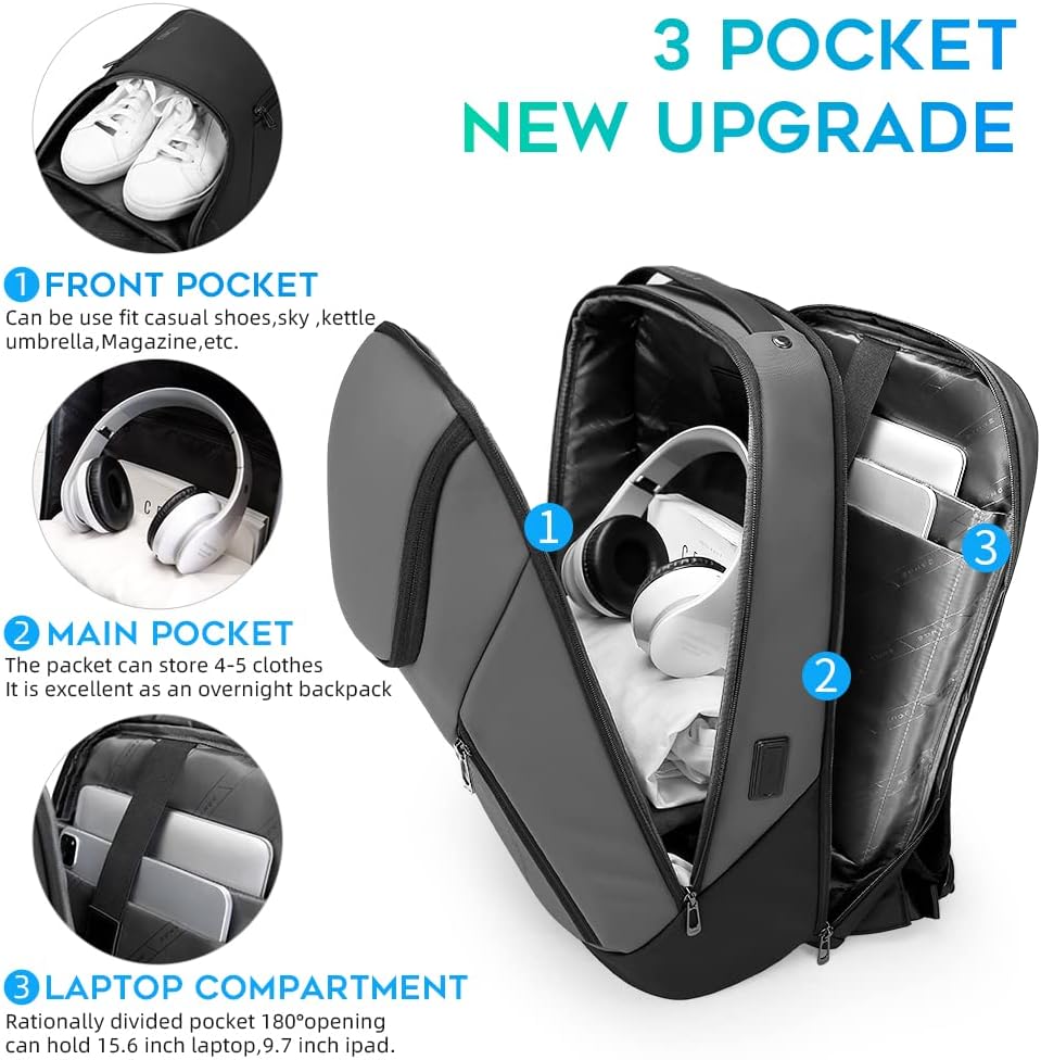 BANGE Business Smart Backpack Waterproof fit 15.6 Inch Laptop Backpack with USB Charging