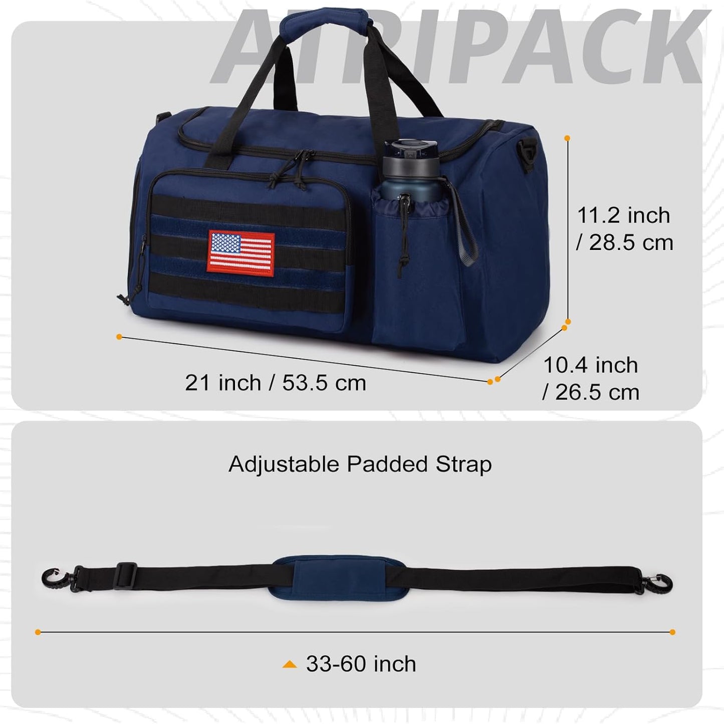 Tactical Gym Bag for Men, 40L Large Capacity Duffle Bags with Shoes Compartment, Sports Bag with