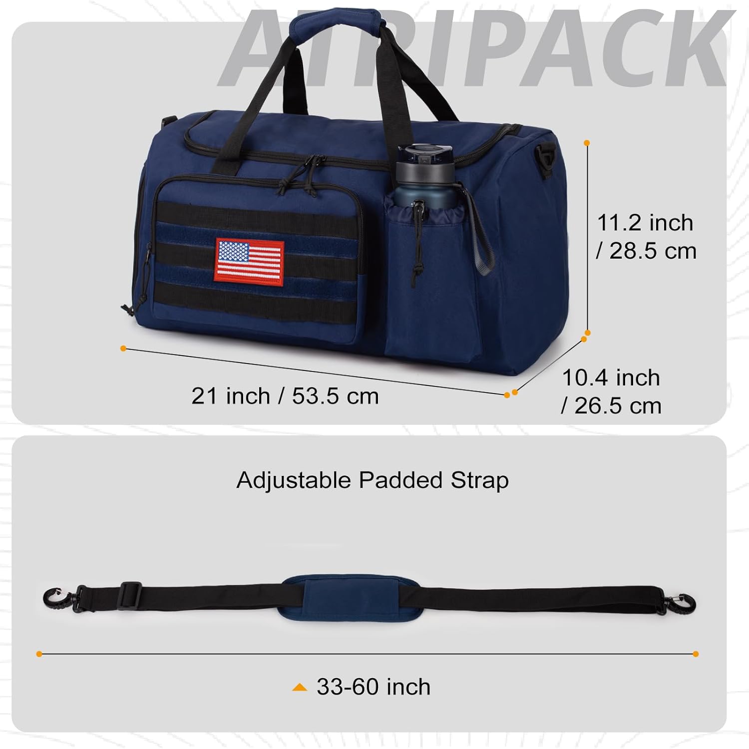 Tactical Gym Bag for Men, 40L Large Capacity Duffle Bags with Shoes Compartment, Sports Bag with