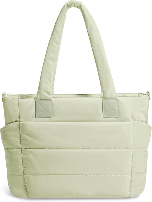 Tote Bag for Women Puffer Tote Bag Large Nurse Bags Shoulder Handbag with Zipper for Work Travel