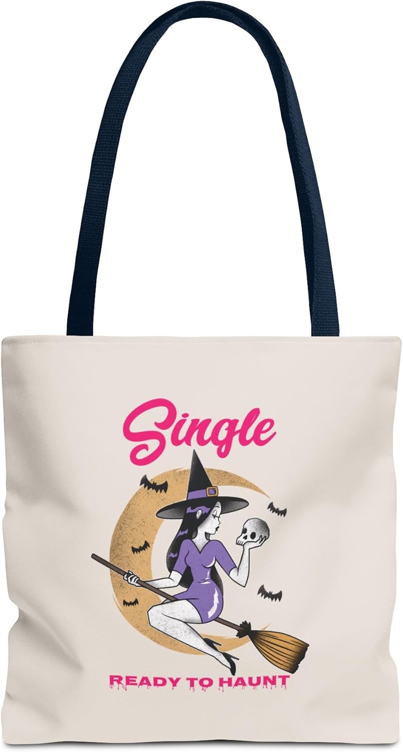 Halloween Tote Bag for Singles, Single and Ready to Haunt, Witchy Tote, Spooky Gift Bag, Fall Vibes, Breakup Gift for her